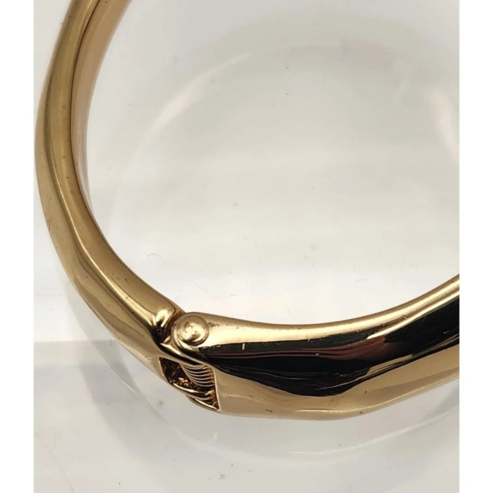 Robert Lee Morris RLM SOHO Gold Tone Hinged Bangle Bracelet Purple Crystal